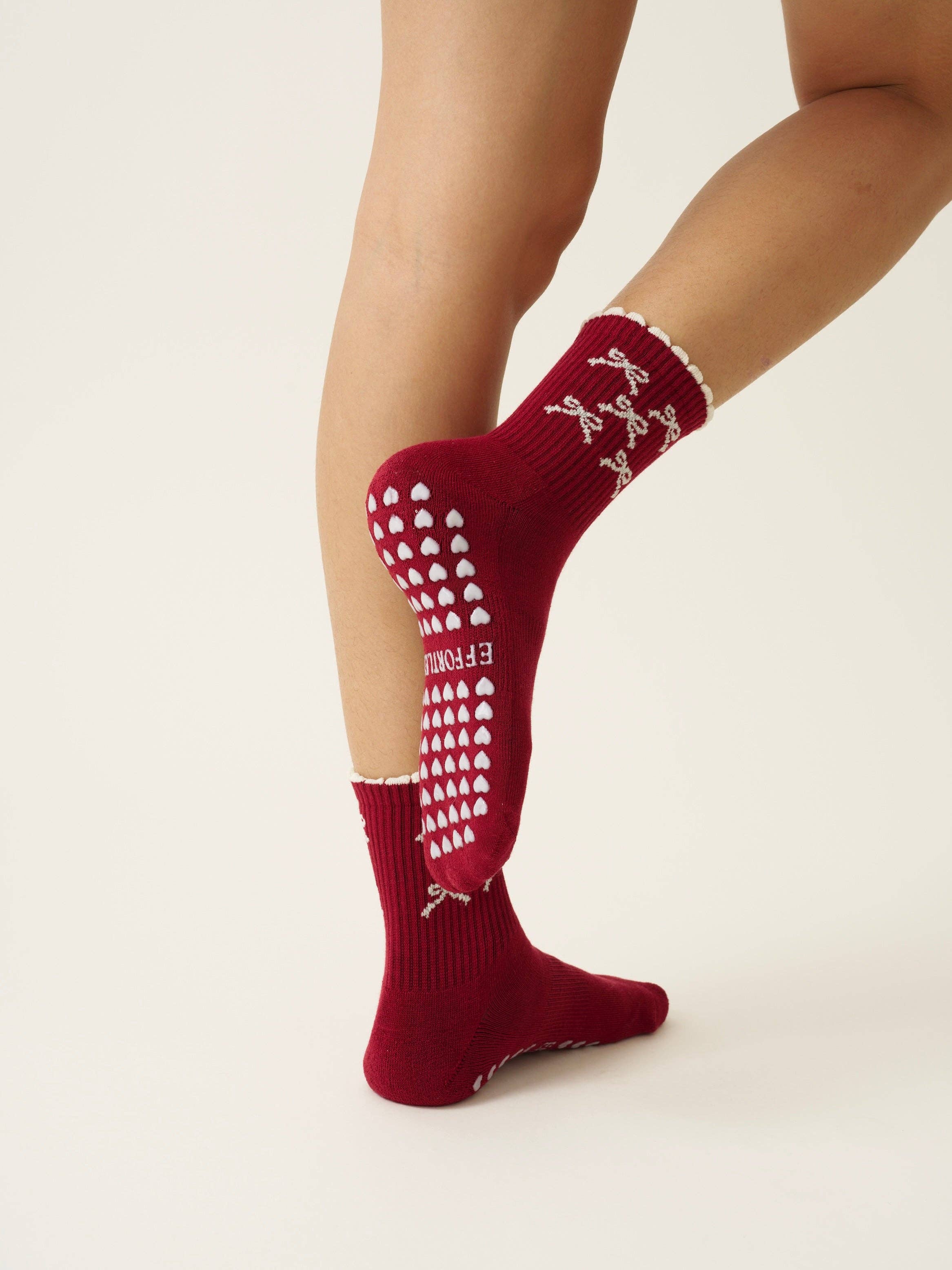 🎀 Ribbon Petal Grip Pilates Socks