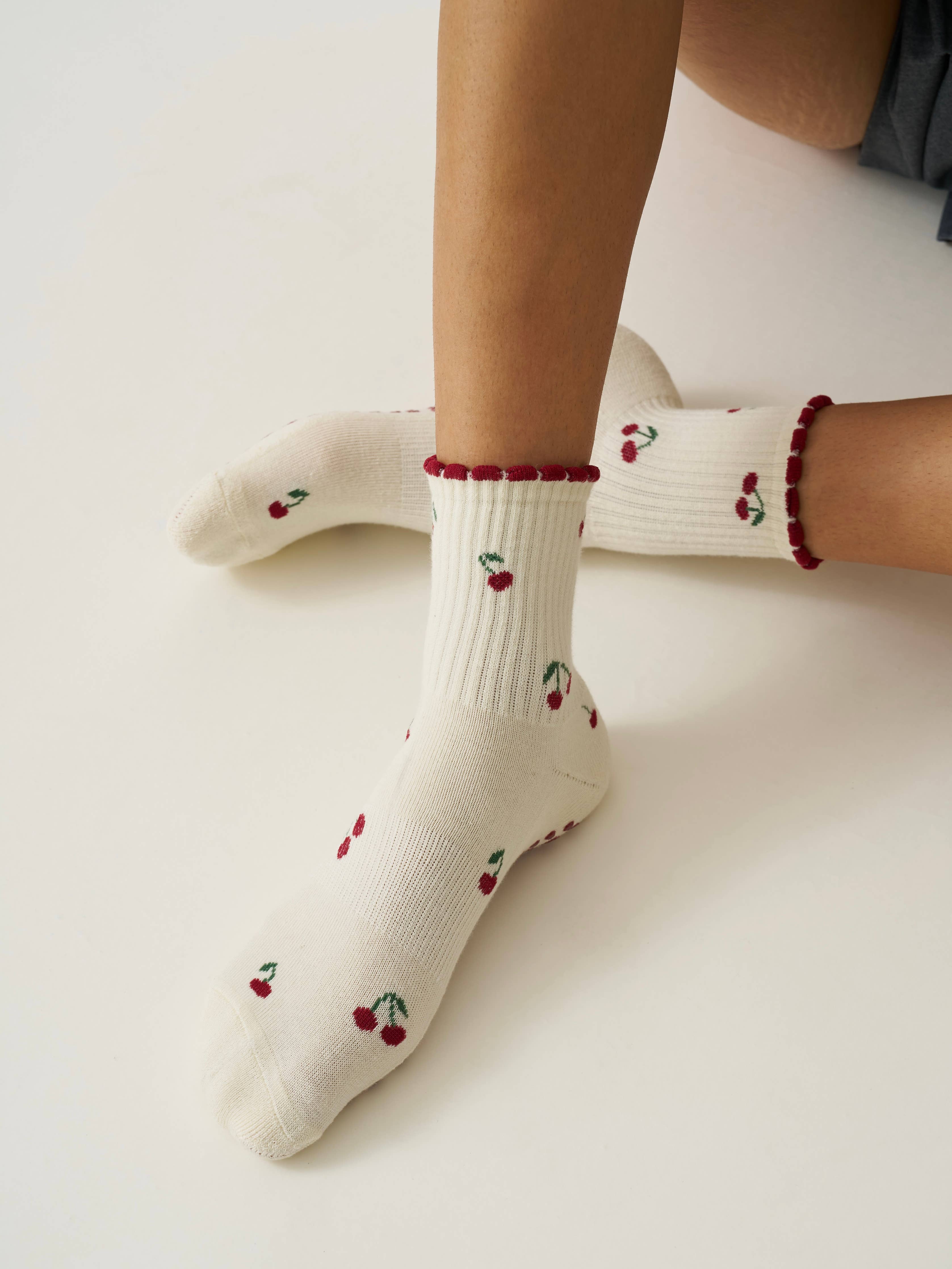 🍒 Little Cherry Petal Grip Pilates Socks